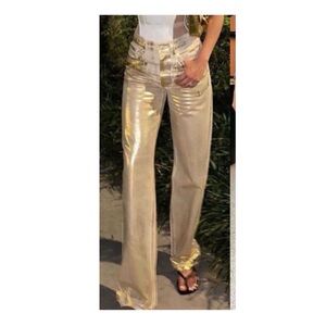 Zara Metallic Gold Trousers